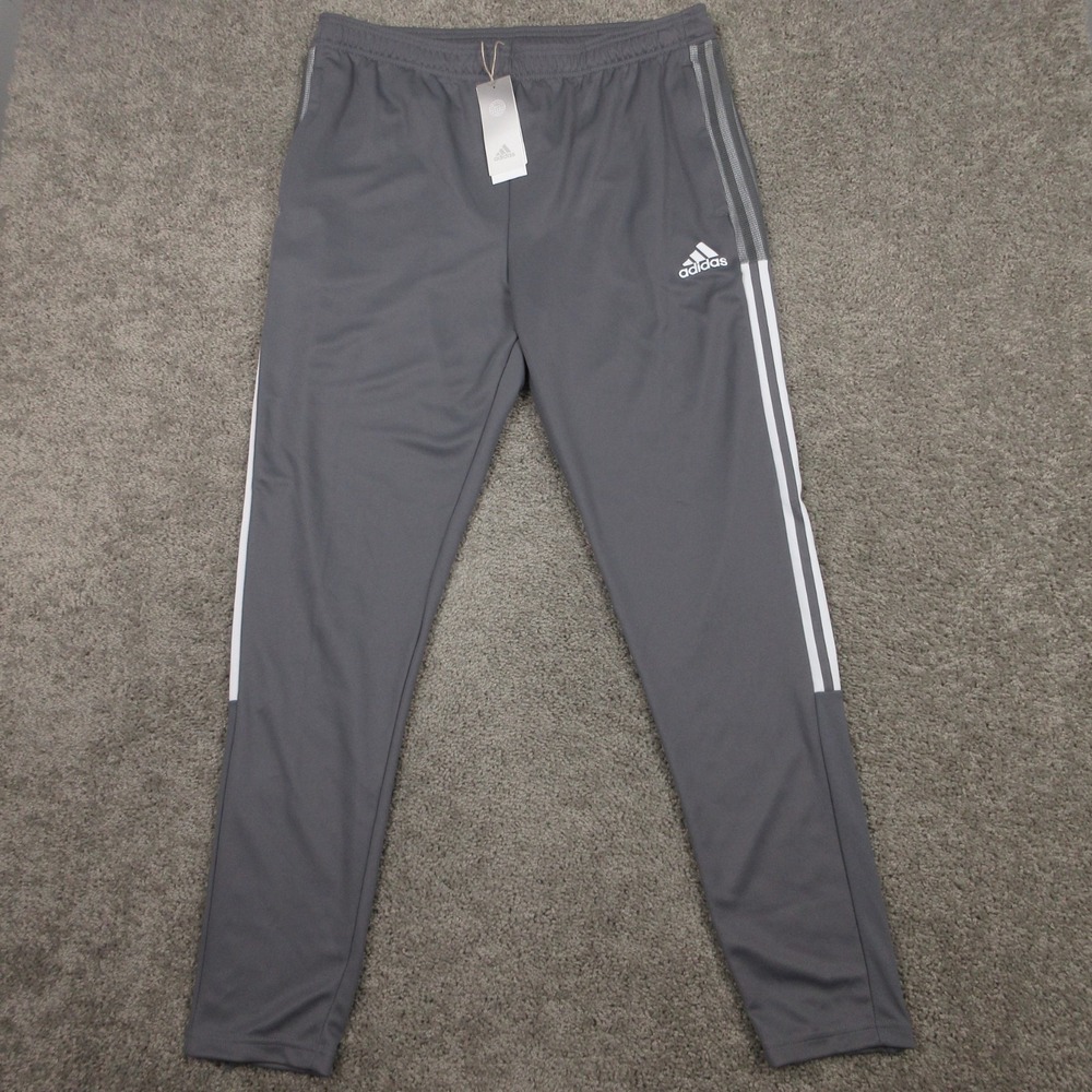 Adidas Track Pants Mens XLT Gray Primegreen Performance Activewear Soccer NEW